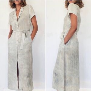 Wilfred Marbled Sage Buttoned Midi Dress